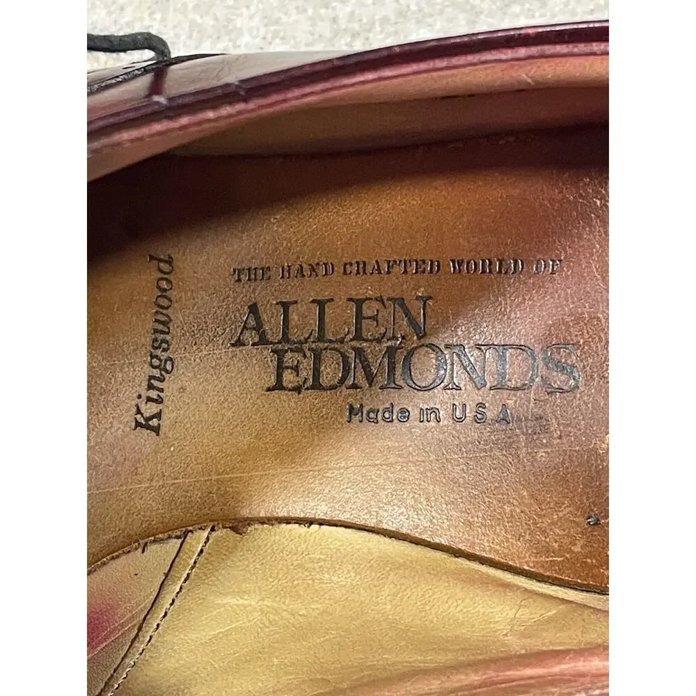 Allen Edmonds Kingswood Burgundy Wingtip Oxford Dress Shoes Men 10.5 B- Preppy